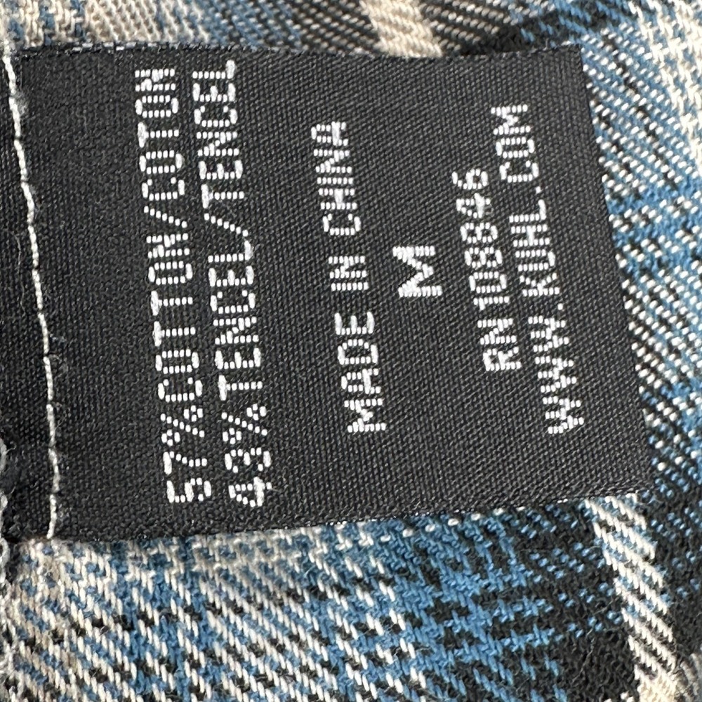 Kuhl Flannel Shirt Mens Medium Blue Plaid Long Sleeve Button Up Casual Outdoor - Picture 7 of 10